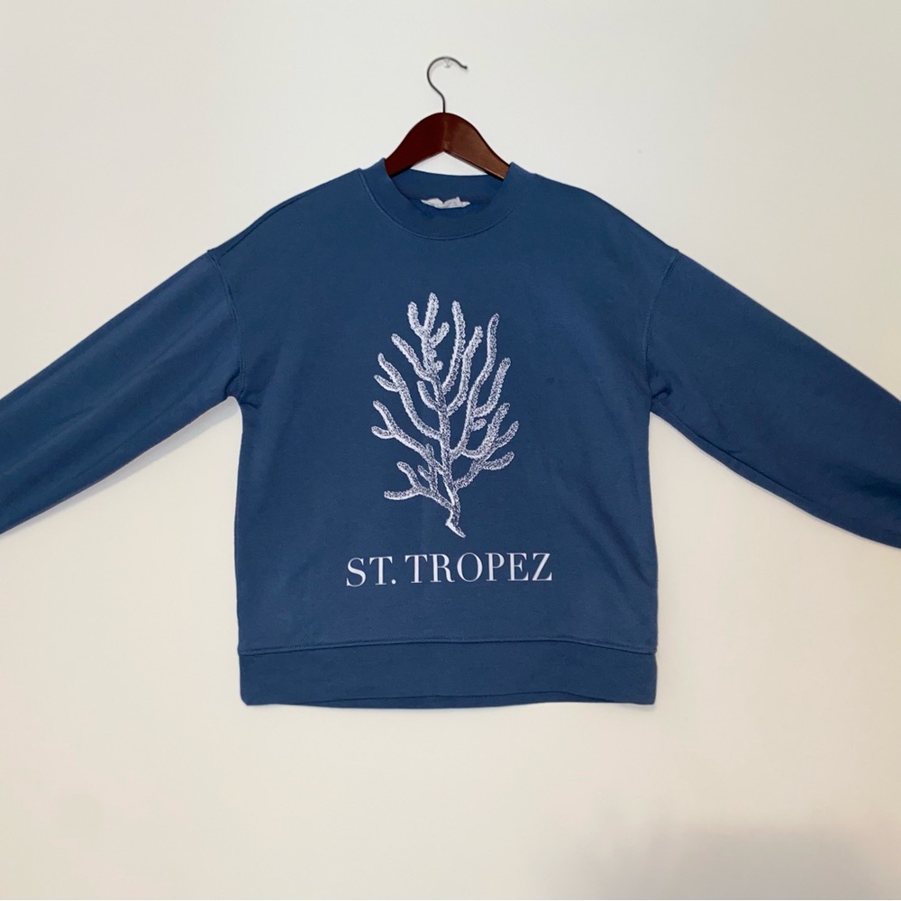 Primark Navy Crewneck Sweater with Coral Design